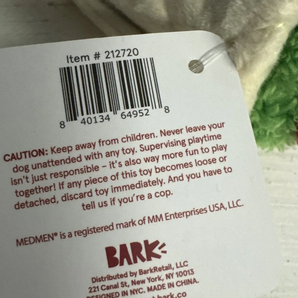 Lot Of 2 Bark Box Dog Toy 420 MedMen Woof Woof Pass Weed/joint Theme‎ XS/S